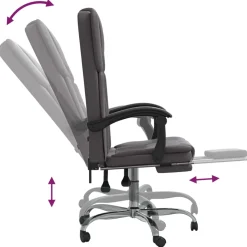 Silla de oficina Nusar reclinable con reposapiés 112,5-122x63x56 cm