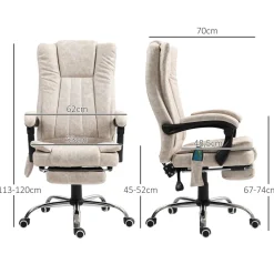 Silla de oficina Orquídea Vinsetto 6 puntos de masaje + calefacción + reposapiés crema 113-120x70x62 cm