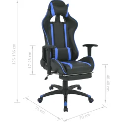 Silla de oficina Race altura regulable reclinable azul 126-136x70x71 cm