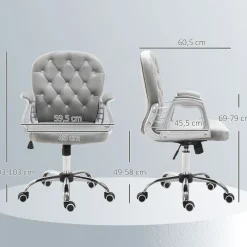 Silla de oficina Rebeca Vinsetto ajustable gris 93-103x59,5x60,5 cm