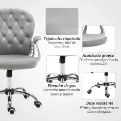 Silla de oficina Rebeca Vinsetto ajustable gris 93-103x59,5x60,5 cm