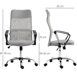 Silla de oficina Rex Homcom con respaldo alto 5 ruedas 109-119x50x64 cm