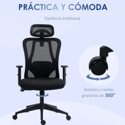 Silla de oficina Rider Vinsetto altura regulable negro 117-127x67x64 cm