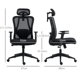 Silla de oficina Rider Vinsetto altura regulable negro 117-127x67x64 cm