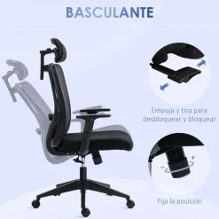 Silla de oficina Rider Vinsetto altura regulable negro 117-127x67x64 cm