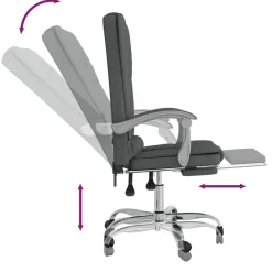 Silla de oficina Roca reclinable con altura ajustable 112,5-122x63x56 cm