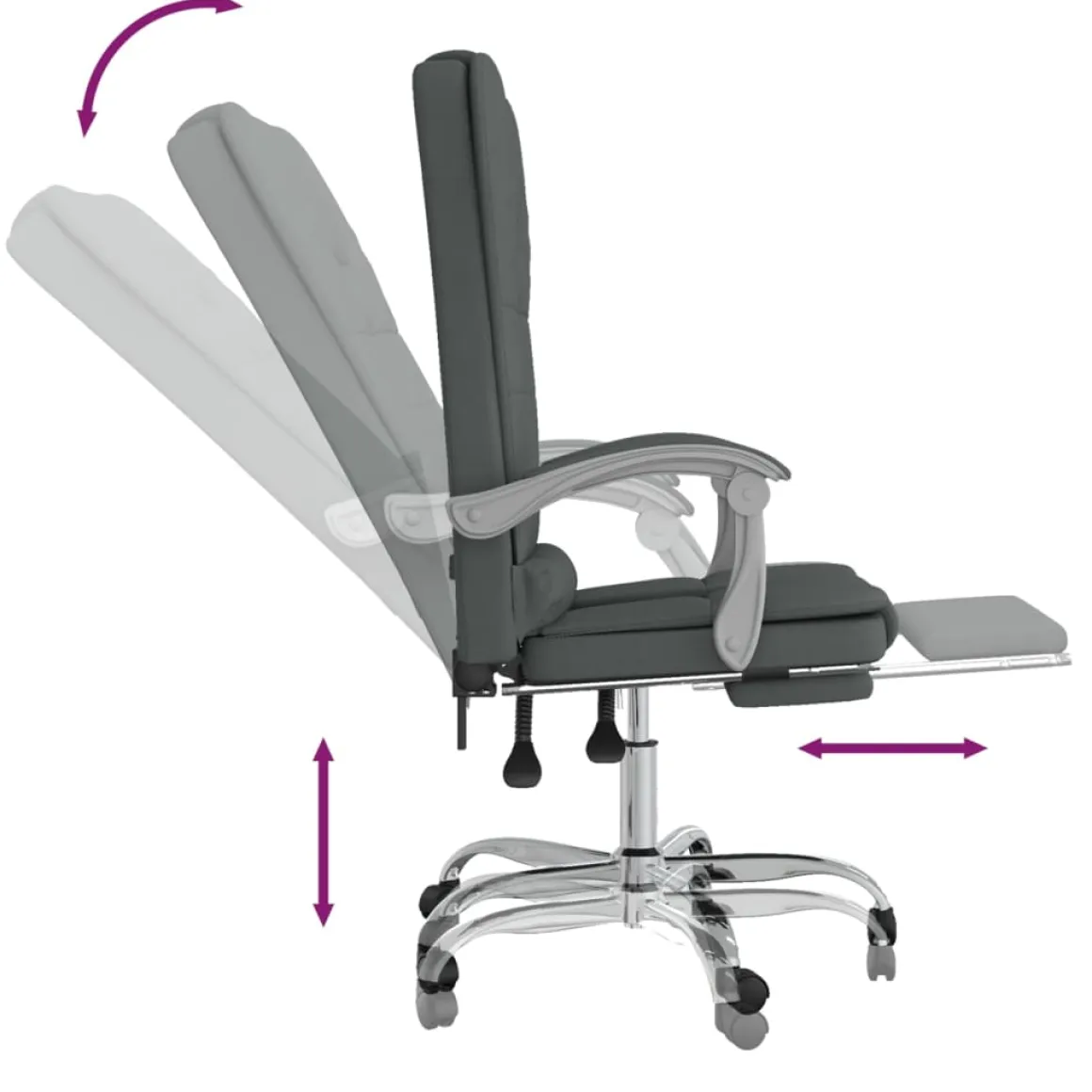 Silla de oficina Roca reclinable con altura ajustable 112,5-122x63x56 cm