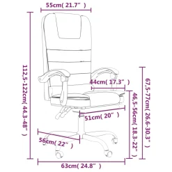 Silla de oficina Roca reclinable con altura ajustable 112,5-122x63x56 cm