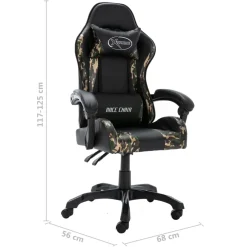 Silla de oficina Rocky altura regulable + cojines negro 117-125x68x56 cm