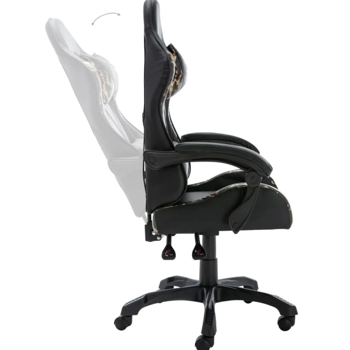 Silla de oficina Rocky altura regulable + cojines negro 117-125x68x56 cm