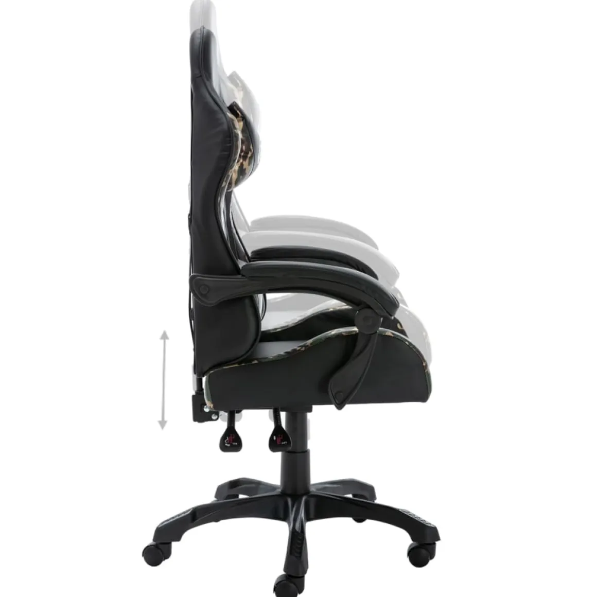 Silla de oficina Rocky altura regulable + cojines negro 117-125x68x56 cm