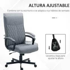 Silla de oficina Rosa Vinsetto altura regulable respaldo reclinable gris 102-112,5x72x65 cm