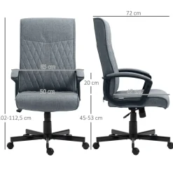 Silla de oficina Rosa Vinsetto altura regulable respaldo reclinable gris 102-112,5x72x65 cm