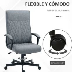Silla de oficina Rosa Vinsetto altura regulable respaldo reclinable gris 102-112,5x72x65 cm