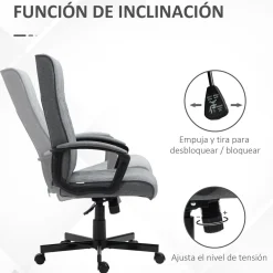 Silla de oficina Rosa Vinsetto altura regulable respaldo reclinable gris 102-112,5x72x65 cm