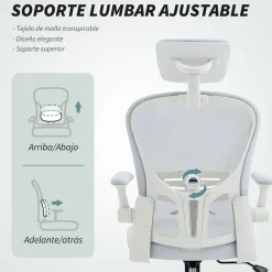Silla de oficina Ryan Vinsetto soporte lumbar diseño basculante 112-120x62x64 cm