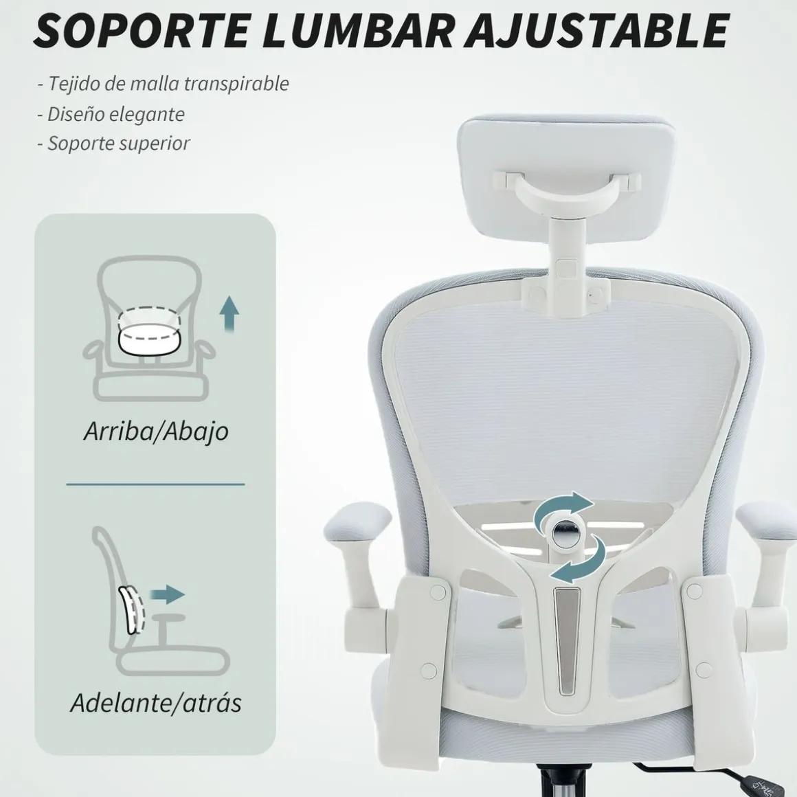Silla de oficina Ryan Vinsetto soporte lumbar diseño basculante 112-120x62x64 cm