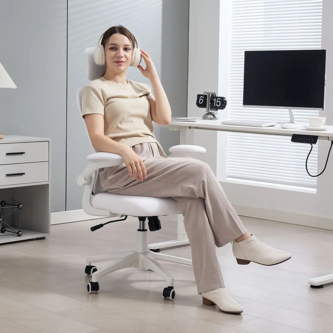Silla de oficina Ryan Vinsetto soporte lumbar diseño basculante 112-120x62x64 cm
