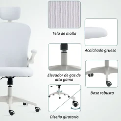 Silla de oficina Ryan Vinsetto soporte lumbar diseño basculante 112-120x62x64 cm