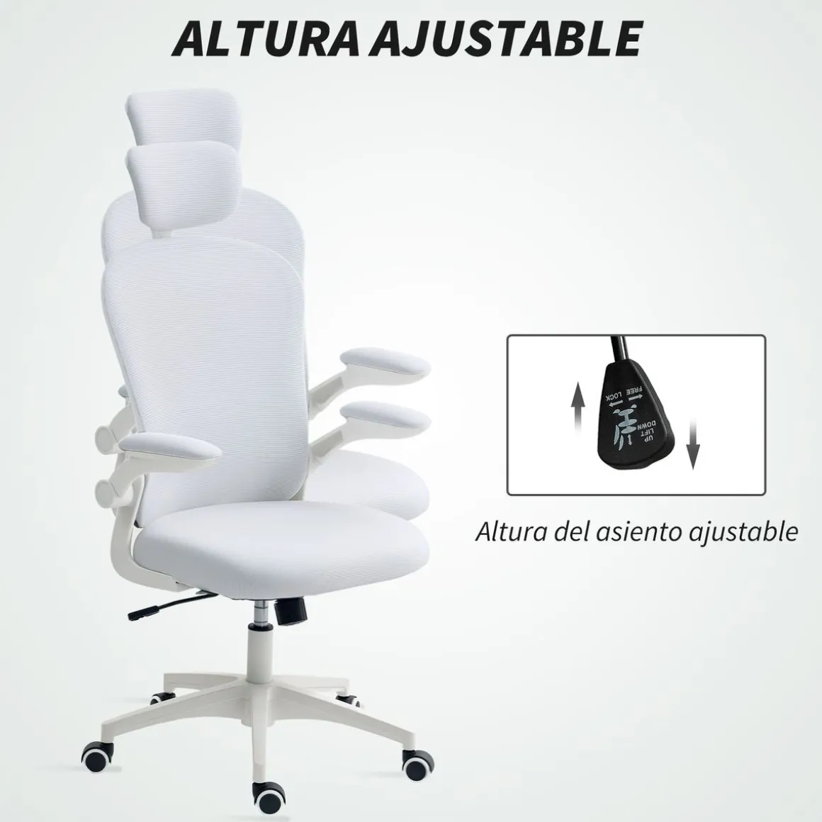 Silla de oficina Ryan Vinsetto soporte lumbar diseño basculante 112-120x62x64 cm