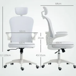 Silla de oficina Ryan Vinsetto soporte lumbar diseño basculante 112-120x62x64 cm