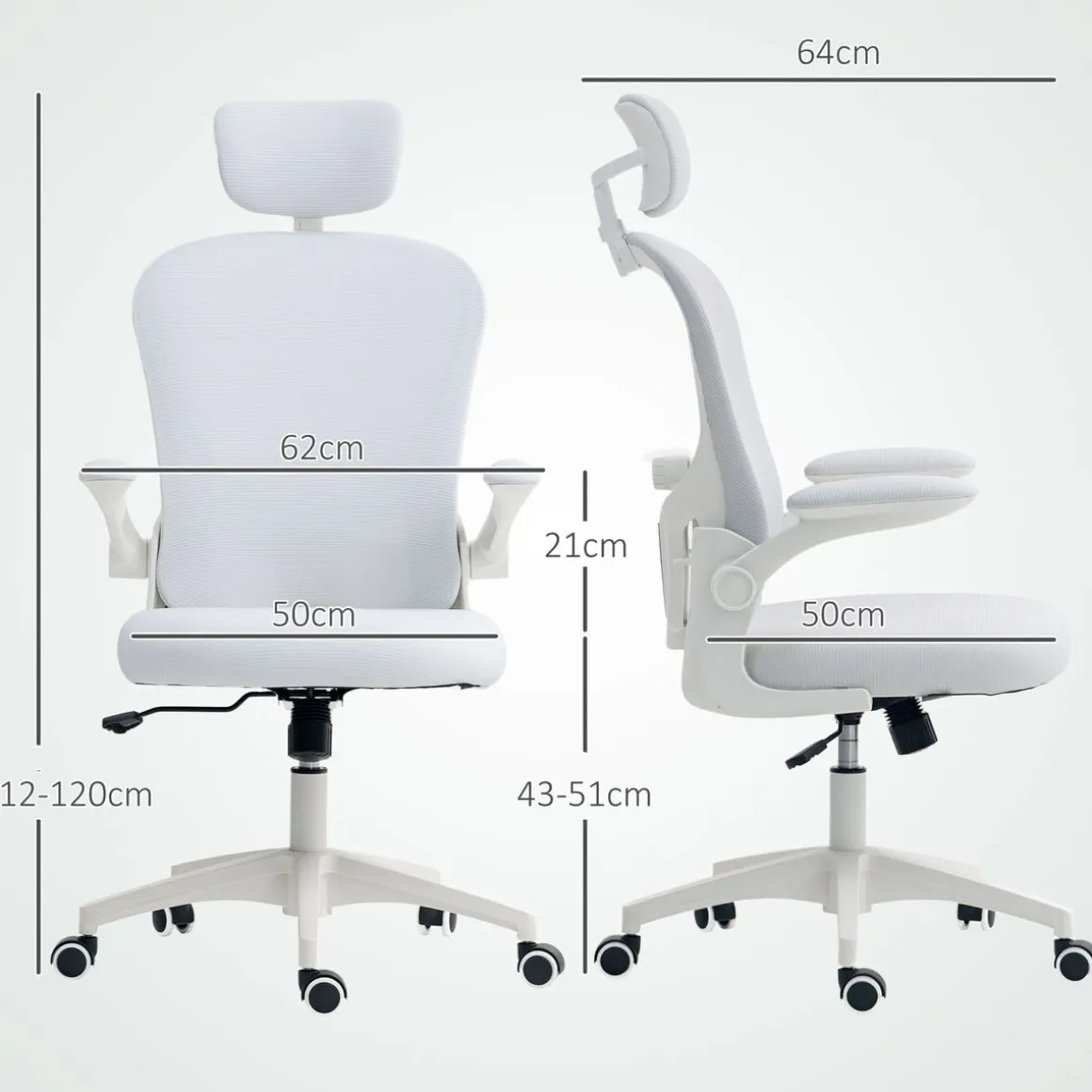 Silla de oficina Ryan Vinsetto soporte lumbar diseño basculante 112-120x62x64 cm