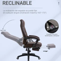 Silla de oficina Ryton Vinsetto reclinable con altura ajustable marrón 118-125x65x65 cm