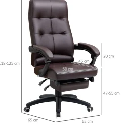 Silla de oficina Ryton Vinsetto reclinable con altura ajustable marrón 118-125x65x65 cm