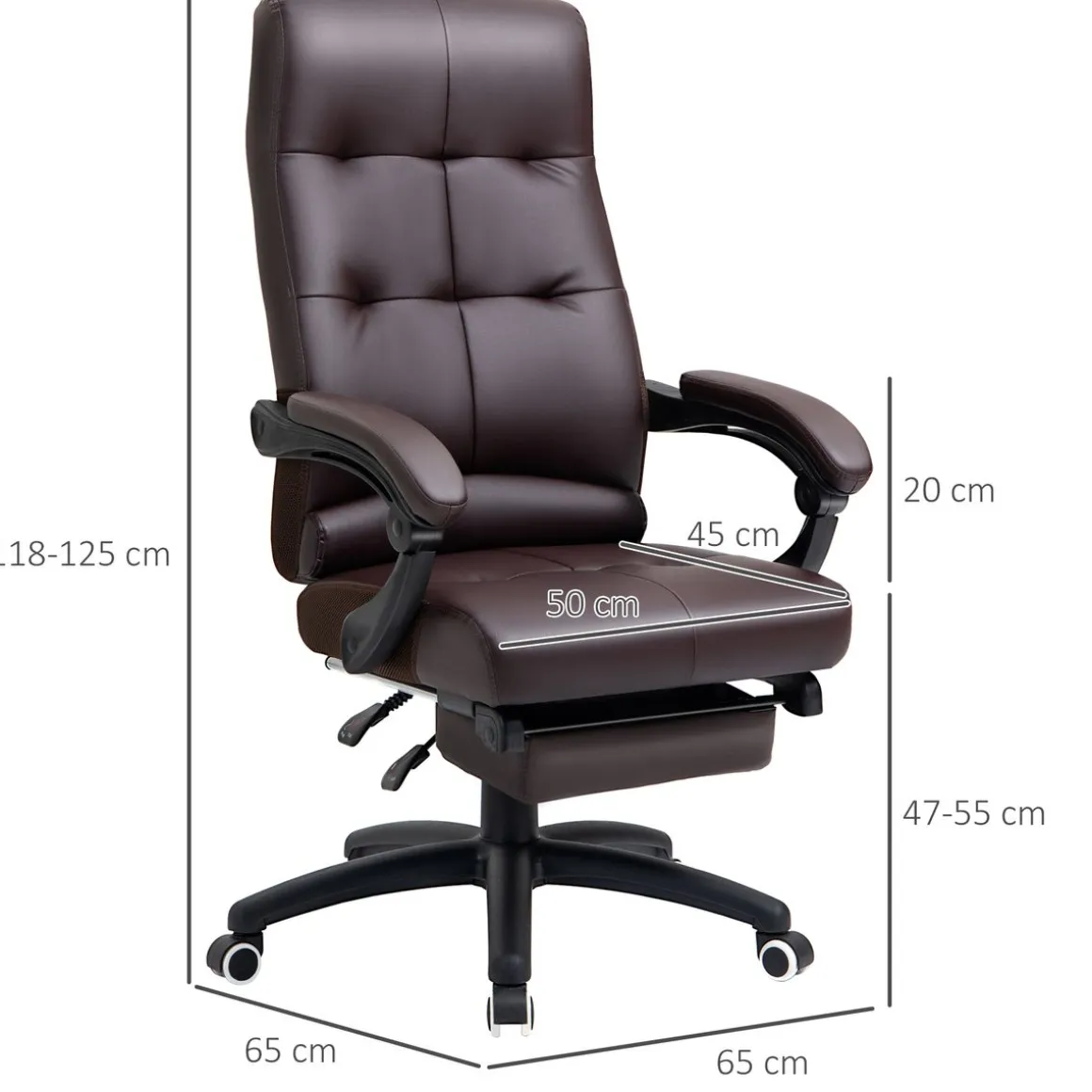 Silla de oficina Ryton Vinsetto reclinable con altura ajustable marrón 118-125x65x65 cm