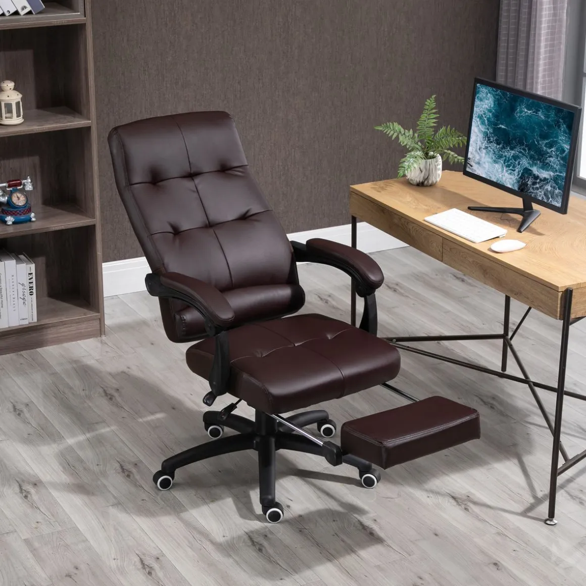 Silla de oficina Ryton Vinsetto reclinable con altura ajustable marrón 118-125x65x65 cm