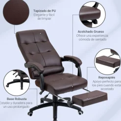Silla de oficina Ryton Vinsetto reclinable con altura ajustable marrón 118-125x65x65 cm