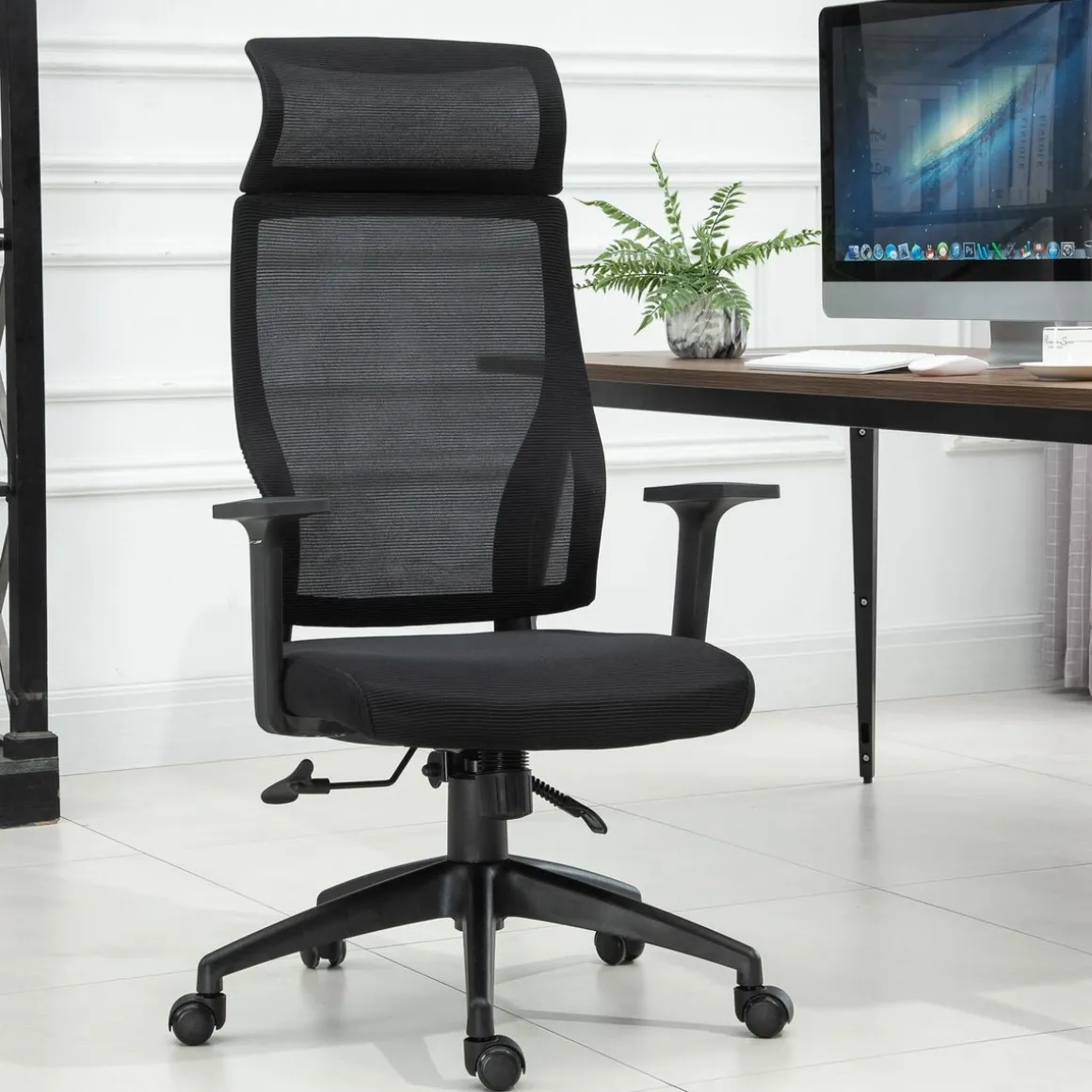 Silla de oficina Salu Vinsetto altura ajustable reclinable 120,9-128,9x64x61 cm