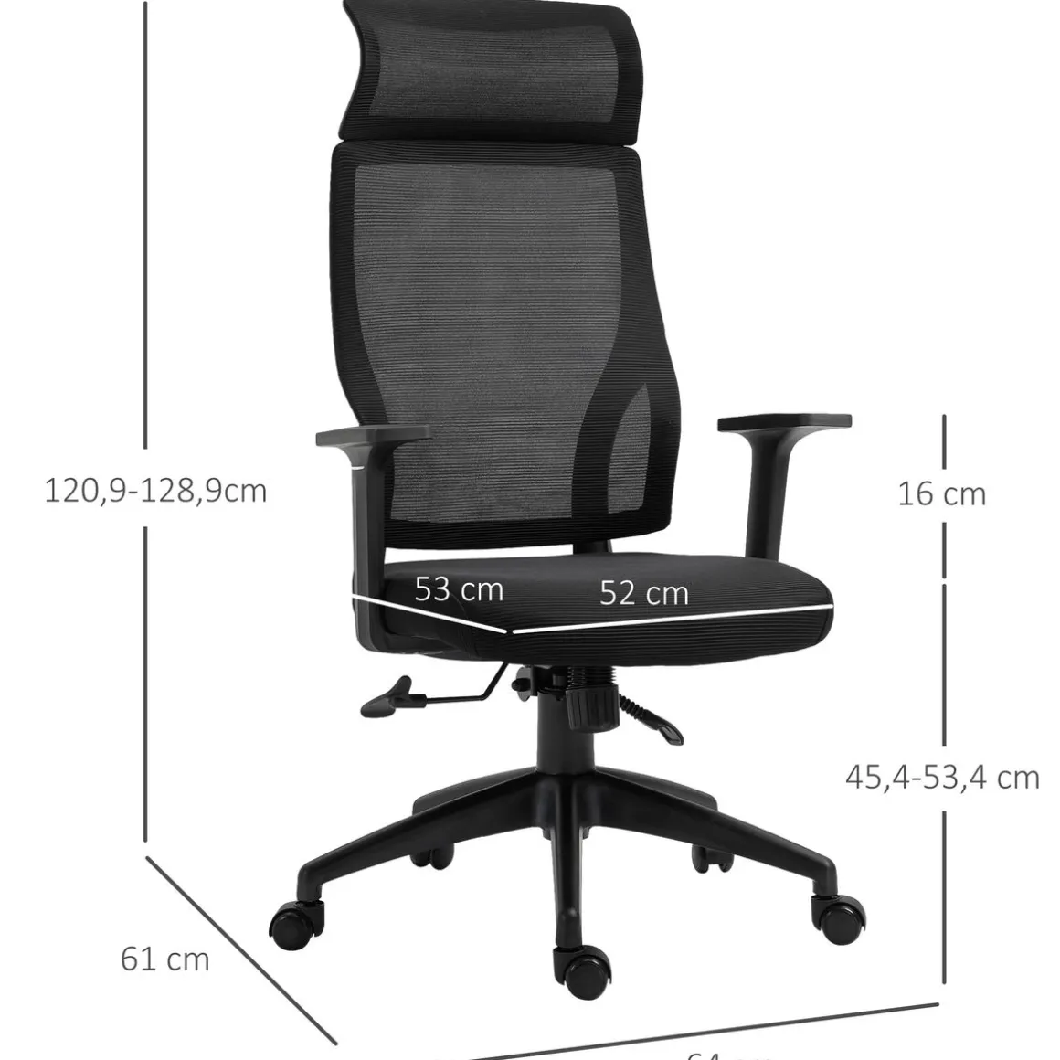 Silla de oficina Salu Vinsetto altura ajustable reclinable 120,9-128,9x64x61 cm