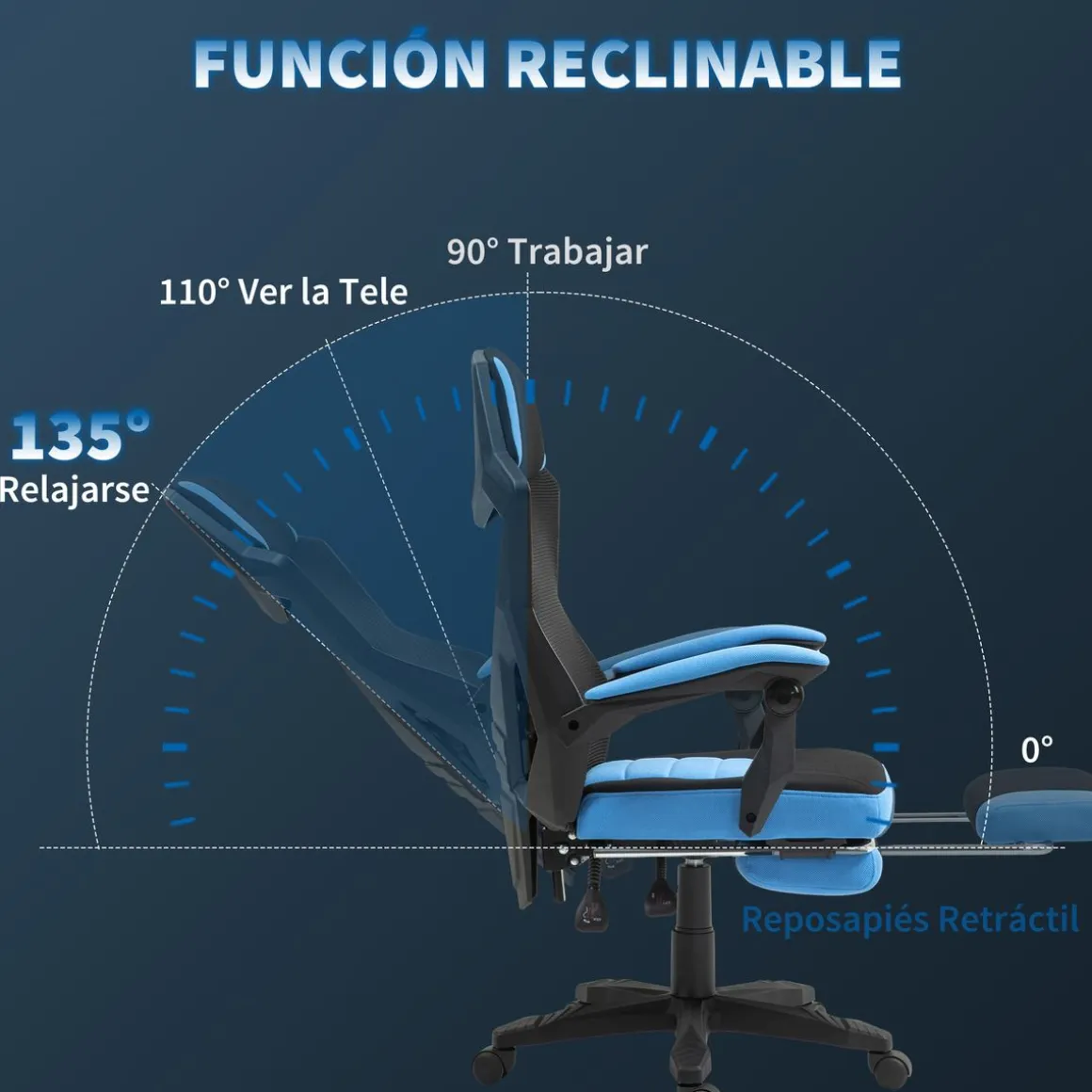 Silla de oficina Shap Vinsetto ajustable en altura reclinable 112-122x58x63 cm