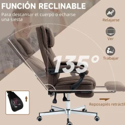Silla de oficina Soft reclinable + 6 puntos de masaje + reposapiés retráctil 105-113x65x61 cm