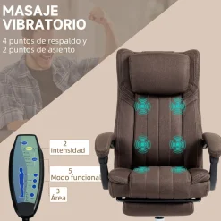 Silla de oficina Soft reclinable + 6 puntos de masaje + reposapiés retráctil 105-113x65x61 cm