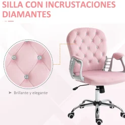 Silla de oficina Spring Vinsetto altura ajustable + respaldo inclinable rosa 93-103x59,5x60,5 cm