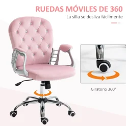 Silla de oficina Spring Vinsetto altura ajustable + respaldo inclinable rosa 93-103x59,5x60,5 cm