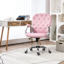 Silla de oficina Spring Vinsetto altura ajustable + respaldo inclinable rosa 93-103x59,5x60,5 cm