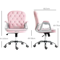 Silla de oficina Spring Vinsetto altura ajustable + respaldo inclinable rosa 93-103x59,5x60,5 cm