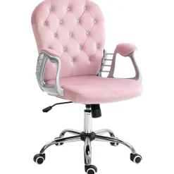 Silla de oficina Spring Vinsetto altura ajustable + respaldo inclinable rosa 93-103x59,5x60,5 cm