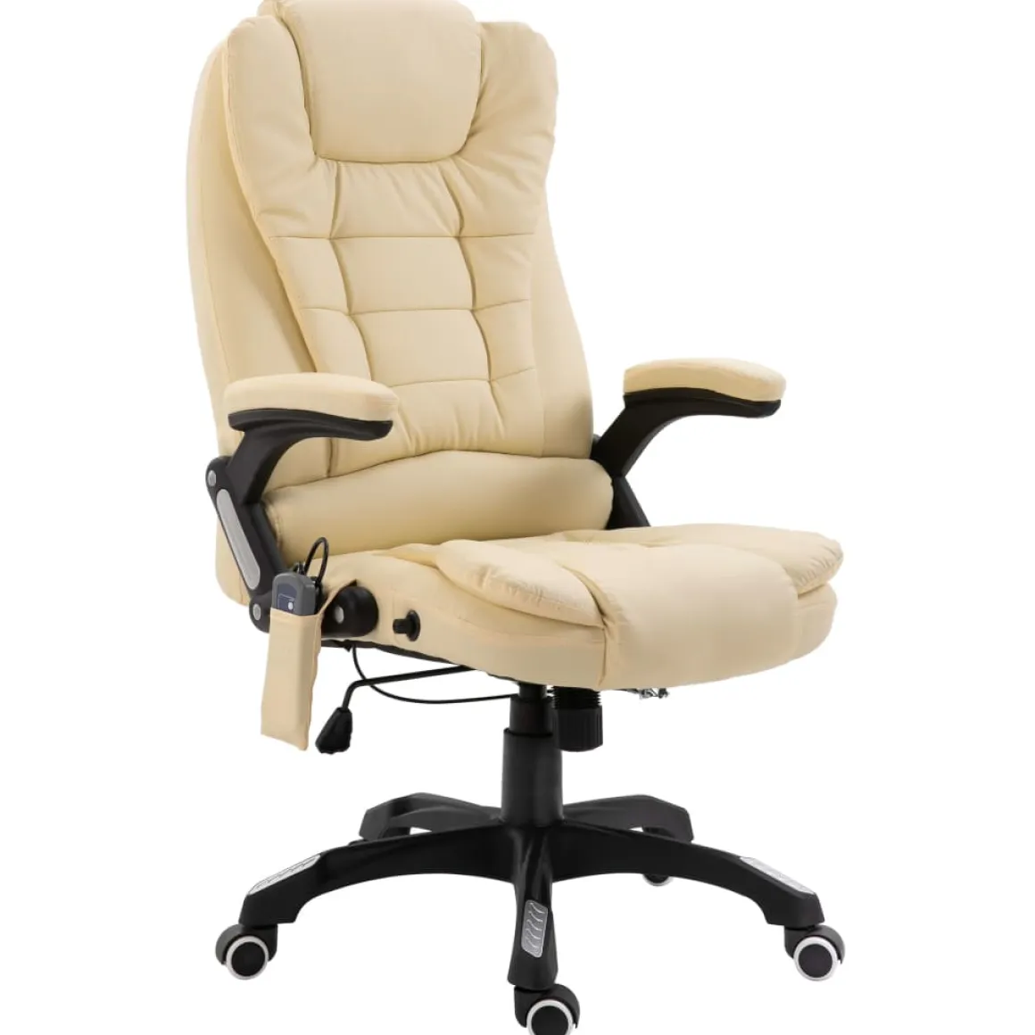 Silla de oficina Stanlow función masaje + calefacción crema 110-119x64x71 cm