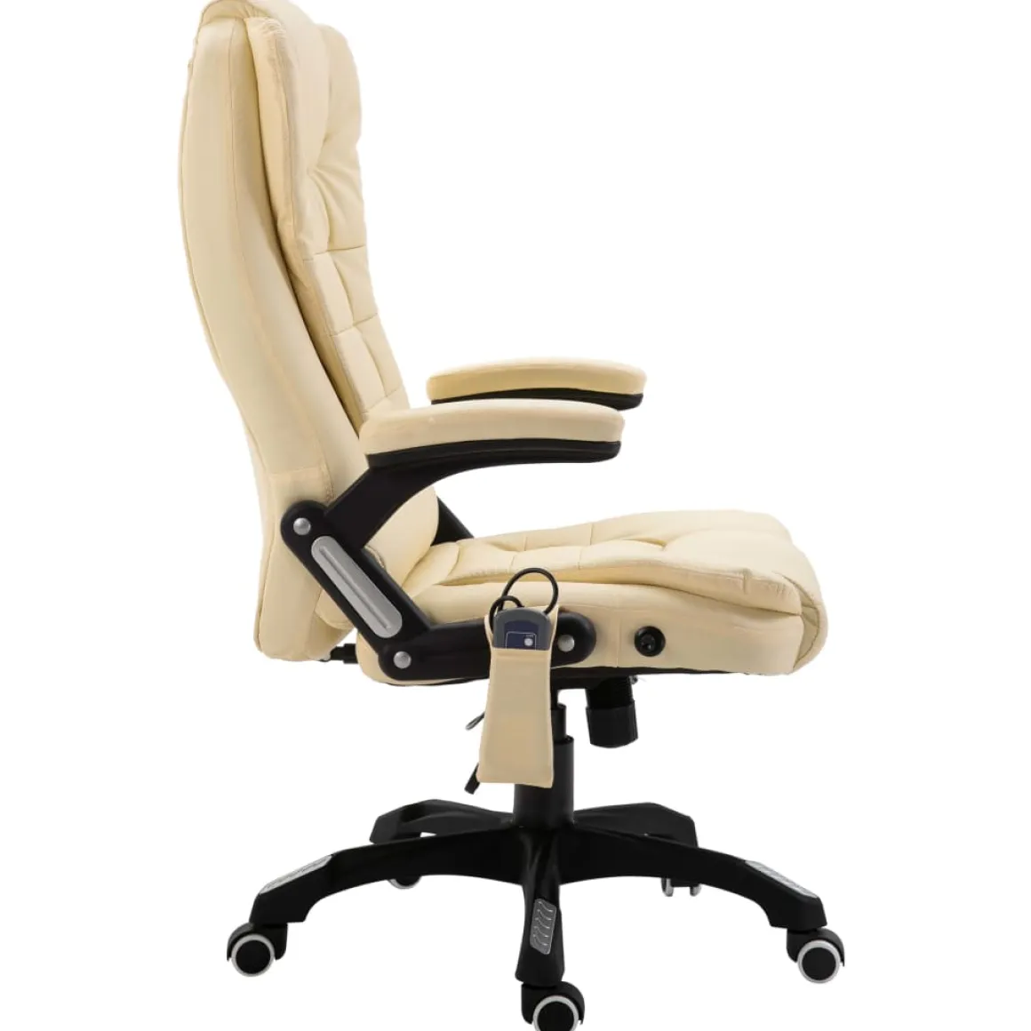 Silla de oficina Stanlow función masaje + calefacción crema 110-119x64x71 cm