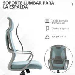 Silla de oficina Stowe Vinsetto ajustable en altura con ruedas azul 116-126x64x55 cm