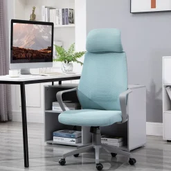 Silla de oficina Stowe Vinsetto ajustable en altura con ruedas azul 116-126x64x55 cm