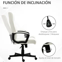 Silla de oficina Suculenta Vinsetto altura ajustable respaldo inclinable crema 102-112,5x72x65 cm