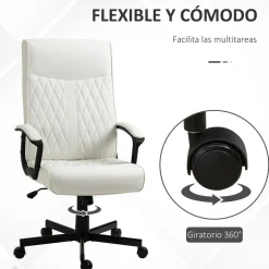 Silla de oficina Suculenta Vinsetto altura ajustable respaldo inclinable crema 102-112,5x72x65 cm