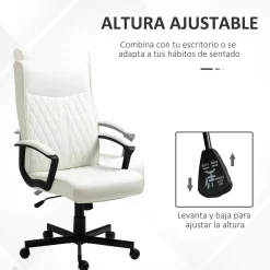 Silla de oficina Suculenta Vinsetto altura ajustable respaldo inclinable crema 102-112,5x72x65 cm