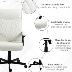 Silla de oficina Suculenta Vinsetto altura ajustable respaldo inclinable crema 102-112,5x72x65 cm