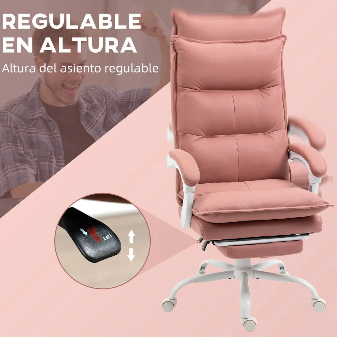 Silla de oficina Tebhe Vinsetto función masaje 5 modos 114-121,5x66x74 cm